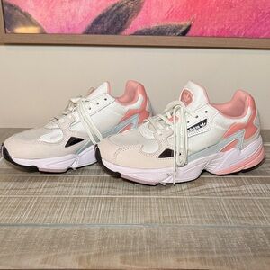 Adidas Falcon Sneakers in White & Pink ✨